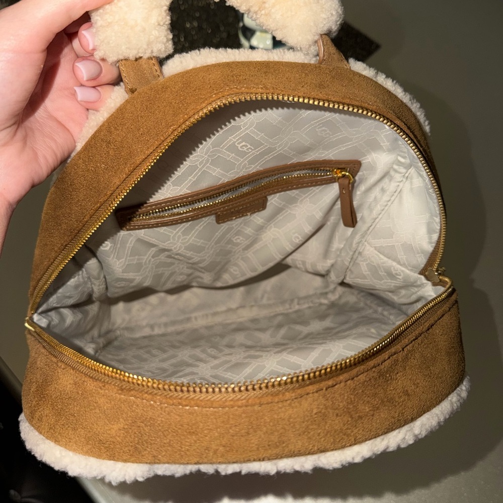 UGG Chestnut Suede Large Backpack with Cream Shea… - image 4